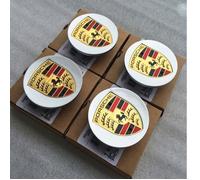 4 x centre de roue cache moyeu Porsche argent courbée 76mm logo couleur Pour Porsche 917 918 Cayenne Cayman Boxster