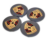 4 X Centre De Roue Cache Moyeu Porsche Gris Courbée 76mm Logo Couleur Pour Porsche 917 918 Cayenne Gris