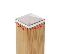 4 x Chapeau de Poteau 161x161 mm Pyramide en Acier Inoxydable - Capuchon de Protection pour Poteaux Bois 160x160 mm - Couvercle de Clôture, Inox Antirouille