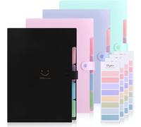 4 X Document Filing Pouch,File Folder With Labels,5 Compartments,A4 Document Holder,Office And School Filing