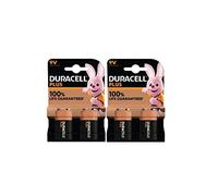 4 x Duracell 9 V Plus 6LR61/MN1604 Alcaline (2 ampoules de 2 batteries) 4 piles