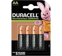 4 x Duracell AA rechargeable 2500 mAh (1 ampoule de 4 batteries) 4 piles rechargeables (HR6/DX1500)