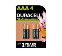 4 x Duracell AAA Rechargeables 750 mAh (1 Blister de 4 Batteries) 4 piles Ministilo Rechargeables