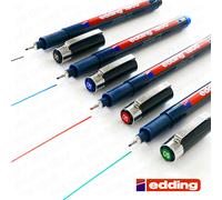 4 X Edding 1800 Dessin Stylo Pigment Doublure Fineliner 0.5mm Noir, Bleu, Rouge,