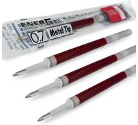 4 X Energel 0,7 Mm Recharge Pointe En Métal Lr7 - Compatible Avec Energel Xm, Bl77/Bl57/Bl37 - Rouge