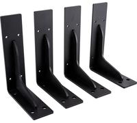 4 x équerre d'étagère support d'étagère support d'étagère mural console d'étagère support d'étagère lourd noir 10*20cm
