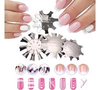 4 X French Smile Line Cutter Metal Nail Clipper Template,French Manicure Stencil Cutter,Easy V-Line Plate For Uv Gel Acrylic Modelling (Silver)