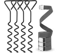 4 X Ground Anchor Kit,Swing Anchor Kit,Spiral Trampoline Anchor Kit,Screw Anchors For Trampoline Accessories Home Garden + 4 X 3m Tie Down Straps