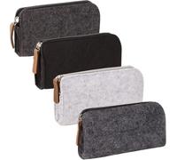 4 X Large Capacity Multifunctional Felt Pencil Case With Zip For Schools And Offices Black/Dark Grey/Light Grey/Black