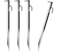 4 X Large Steel Tent Pegs With V-Profile And Ring - Heavy Duty Stakes For Storm Protection - Ground Anchor - Trampoline Attachment - Approx. 38 Cm