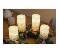 4 X LED Bougies en Cire Incandescent Paillettes Blanc Chaud Batterie