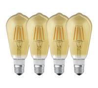LEDVANCE Lampe LED Smart avec Bluetooth, E27, dimmable, blanc chaud (2700K), remplace les lampes à incandescence par 37W, contrôlable avec Alexa et Google,SMART+ Filament Globe DIM,4-pack