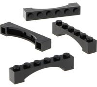 4 x Lego pierre d'arc 1x6x1 noir rond arc surélevé pont château 4620763 92950