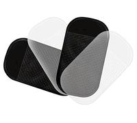 4 x Lilware Antislip Gluant Tapis Antidérapant Collant pour Tableau de Bord de Voiture ou Toute autre Surface. 2 x Noir et 2 x Transparent Mats - Tapis Lavables de Gel de Silicone pour Équipement Divers - Téléphones, Appareils, accessoires de jeux et autres petits objets. Noir / Transparent