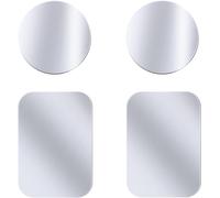 4 X Metal Phone Plates, Thin Metal Plates With Adhesive For Magnetic Car Phone Holder, Silver 2 Round And 2 Rectangles