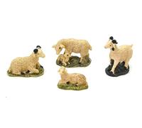 4 x Moutons Béliers et Agneaux Figurines de Noël 6 cm Ensemble de Figurines pour Crèche Animaux Naissance de Jésus 3 Rois Artisanat de Crèche Accessoires Dieu pour Modèles à l'échelle
