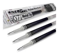 4 X Pentel EnerGel 0,7 mm recharge Pointe en métal LR7 - Compatible avec EnerGel Xm, BL77/BL57/Bl37 - Noir