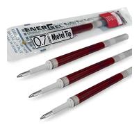 4 X Pentel EnerGel 0,7 mm recharge Pointe en métal LR7 - Compatible avec EnerGel Xm, BL77/BL57/Bl37 - Rouge