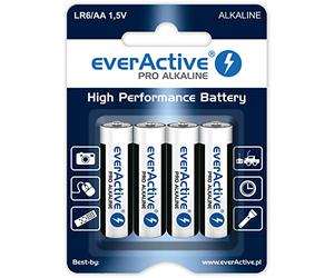 4 x Piles alcalines EverActive Pro Alkaline AA Mignon (1 Carte Blister)