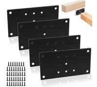 4 x Plaques d'assemblage Perforée Plates, Plaque Bases de Colonne de Patio, Equerre équerre Plate Metal, Plaques Supports de Poutre pour Pavillon Terrasse Bois Clôture Poteau Postal, Noir/165x89mm