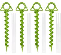 4 X Plastic Tent Pegs,Camping Pegs,Tent Peg With 4 X Plastic Pipe Pegs,Tent Accessories,Apply For Lawn,Beach,Camping (Green)