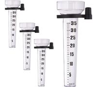 4 x pluviomètres en kit, avec support, pluviomètre jardin, grand affichage 35 mm/m², plastique, transparent