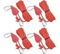 4 X Reflective Tent Rope,6 Mm Camping Cord With Pulley,Ratchet Rope With Hook,5 M Nylon Climbing Rope,Outdoor Clothesline Tensioner For Hiking,Awning.[A103]