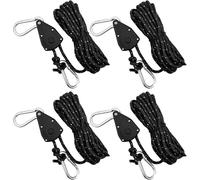 4 X Reflective Tent Rope,6 Mm Camping Cord With Pulley,Ratchet Rope With Hook,5 M Nylon Climbing Rope,Outdoor Clothesline Tensioner For Hiking,Awning.[A102]