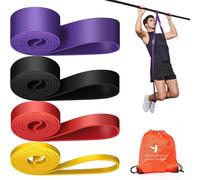 4 X Resistance Bands Elastic Band For Pull-Ups,Dips,Assisted Traction,Pilates,Pullups Or Weight Lifts-Storage Bag Included (5-100 Lbs)