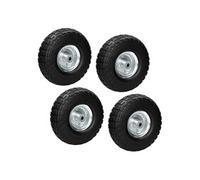ECD Germany 4 x Roue Brouette 4.10 3.50-4 - Axe Inclus en PU Caoutchouc Solide - Ø 260 mm