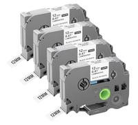 4 x Ruban Compatible pour Brother Noir sur Blanc 12mm 0.47''x8m, Etiqueteuse Compatible pour TZe-231 TZ231 TZ-231 Tze, Fonctionne avec Brother P-touch PT-H100/105/107B/100LB