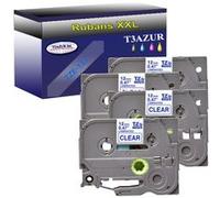 4 x Rubans d'étiquettes compatibles avec Brother Tze-133 pour étiqueteuses P-touch - Bleu sur transparent -12 mm x 8 mètres-T3AZUR G