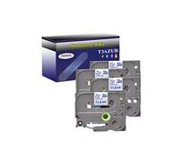 4 x Rubans d'étiquettes compatibles avec Brother Tze-133 pour étiqueteuses P-touch - Bleu sur transparent -12 mm x 8 mètres-
