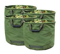 4 x Sac de Jardinage 125L Extra-robuste avec Poignées, Sac de Ramassage Feuilles Verte avec Toile Militaire (H45.7 cm, D55.8 cm)