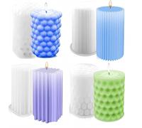 4 X Silicone Candle Moulds,Handmade Candle Moulds,Diy Moulds For Candle Moulding,3d Silicone Candle Mould,Cylindrical Candle Silicone Mould,Silicone Candle Mould Set