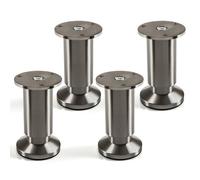 SOTECH 4 x Pied de Meuble Ajustable Finition en Acier INOX brossé Capacité de Levage 250 kg Hauteur 100 mm
