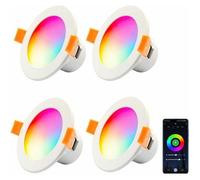 4 x Spot encastré LED WIFI, spot plafond LED WiFi 10W RGB dimmable, 230V pour salon,chambre, compatible avec APP, Alexa, Google