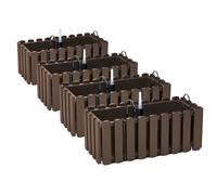 PAFEN Lot de 4 jardinières avec supports - 38 x 18 x 16,2 cm - Pot de fleurs avec système d'arrosage, pour balcon, marron