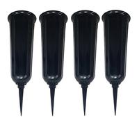 4 X Vase pour Tombe Avec Piquet de Cimetière Plastique Fleurs Grabsteckvase Noir