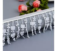 4 yards - Bordure à franges en coton - 6,5 cm - Bordure à franges - Bordure décorative - Dentelle en crochet - Bordure décorative - Dentelle décorative - Bordure en tissu - Blanc A