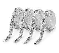 4 Yards Ruban en Résine Strass Auto-Adhésif - Rouleau de Cristal Scintillant pour Bricolage Art Décors (Argenté, 10mm)