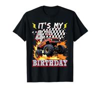 4 Year Old Boys Monster Truck It's My 4th Birthday Party T-Shirt