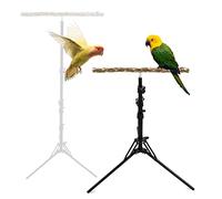 40-160 cm Perchoir Réglable pour Oiseaux, Jouet pour Perroquet en Bois de Poivrier Naturel, Perchoir d'Entraînement pour Oiseaux, Support Intérieur et Extérieur pour Oiseaux de Petite à Moyenne Taille