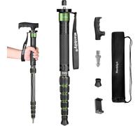 40-168cm Carbon Fiber Camera Monopod Travel Monopod with Stick Handle Portable Compact Telescopic 6 Sections for DSLR Camera, Video Camcorder (Green)