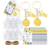 40/20 pièces Ensemble cadeau de porte-clés citron - Comprend 5 porte-clés citron, 5 cartes, 5 cordes de jute et 5 sacs en organza. Cet ensemble cadeau au design unique dégage une esthétique fraîche et
