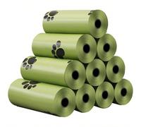 40/24/12/6/3/1 Rouleaux de sacs à déjections canines ultra-épais vert avec motif patte de chien - sacs à déjections pour animaux de compagnie étanches et inodores, convenant aux aventures en plein air