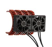 40-42mm Moteur Brushless Ventilateur De Refroidissement RC Voiture Ventilateur De Refroidissement Double Moteur Radiateur en Aluminium Ventilateur De Refroidissement Léger pour 1/8 Voiture(Orange)