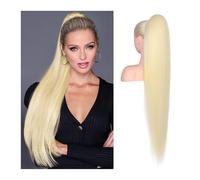 40,6 À 66 Cm De Long Cheveux Brésiliens Remy Queue Cheval Clipser Avec Cordon Serrage Humains Blonds Décolorés Extensions Droites Brésiliennes Femme Pour un usage quotidien(24inches)