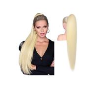 40,6 À 66 Cm De Long Cheveux Brésiliens Remy Queue Cheval Clipser Avec Cordon Serrage Humains Blonds Décolorés Extensions Droites Brésiliennes Femme Pour un usage quotidien(20inches)