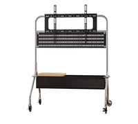 40-85 Pouces Support TV Pied avec roulettes Support pour Écran en Acier Inoxydable avec Plateau de Rangement et Sac de Rangement en PU Hauteur et Angle Réglables pour Salon, Bureau, École(Black)